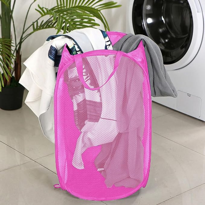 Larpur 2Pack Foldable Popup Laundry Basket, Collapsible Portable Mesh Clothes - Image 5