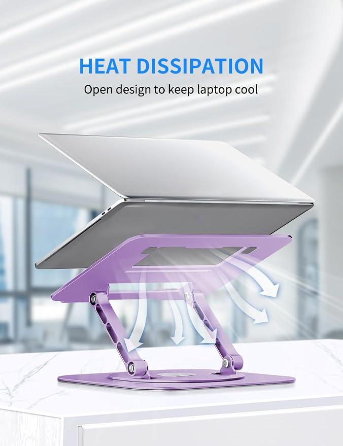 Adjustable Laptop Stand with 360 Rotating Base, Computer Ergonimic Foldable - Image 5