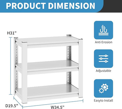 31.5" H Metal Storage Shelving, 1500LBS Heavy Duty Shelves Unit, Adjustable 3 - Image 3