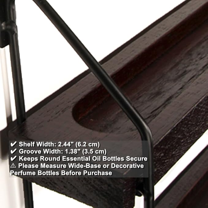 THYGIFTREE Essential Oil Storage Shelf Wall Mounted 16.9" Wooden Essential Oil - Image 4