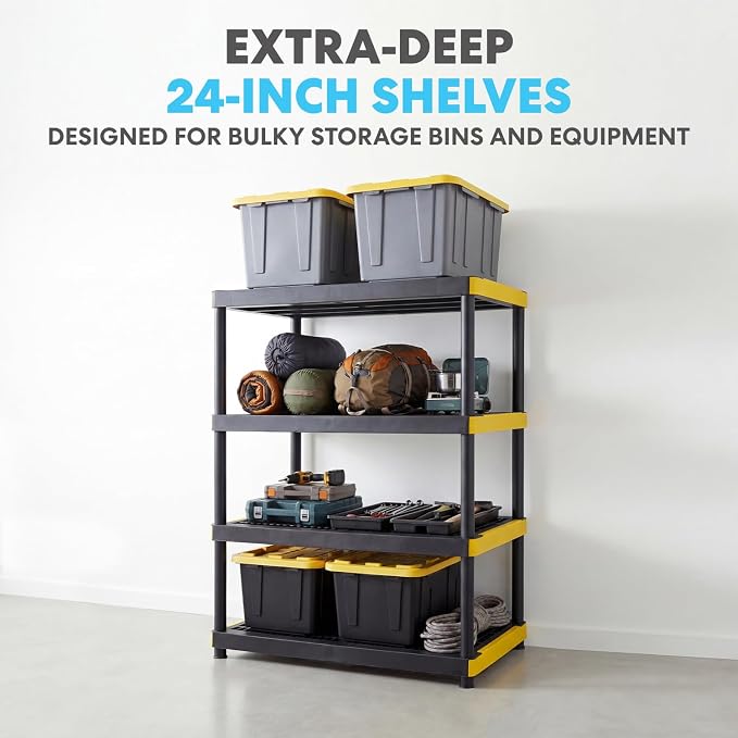 Simpli-Magic 4-Tier Heavy Duty Plastic Storage Shelving Unit, Garage & Basement - Image 4