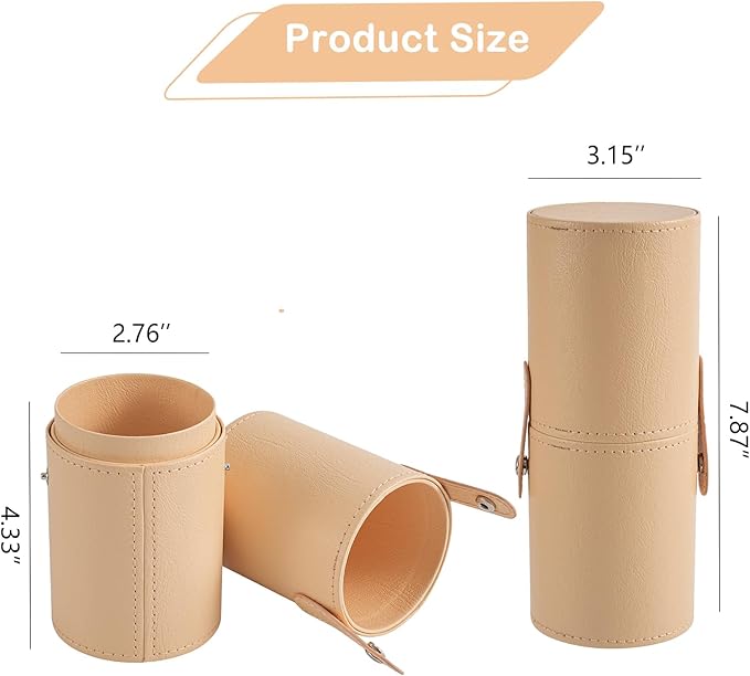 Portable Makeup Brush Holder, Waterproof PU Leather Travel Makeup Brush Case - Image 2