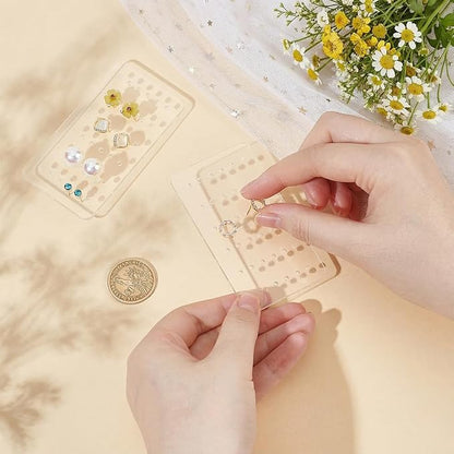 OLYCRAFT 18Pcs Acrylic Earring Display Cards 24 Holes Clear Earring Organizer - Image 3