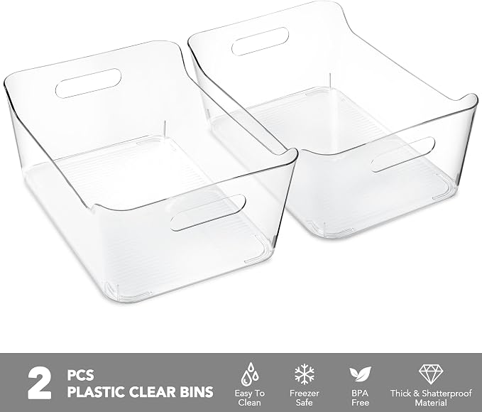 Tiawudi 6 Pack Plastic Storage Bins, Extra Large Pantry Organizer, 13.5" x 10" - Image 3