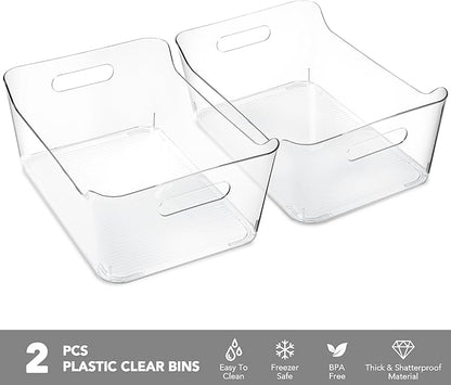 Tiawudi 2 Pack Plastic Storage Bins, Extra Large Pantry Organizer, 13.5" x 10" - Image 3