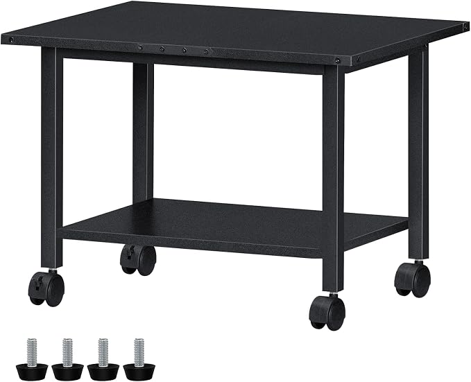 Lerliuo Under Desk Printer Stand, 2-Tier Industrial Mobile Printer Table by Lerliuo
