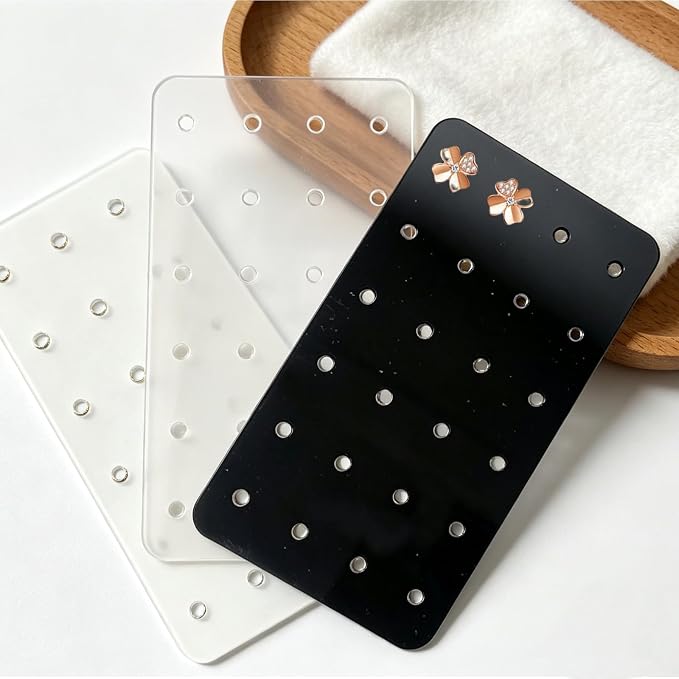 24 Pcs 3 Colors Acrylic Earring Display Card, 24 Holes Portable Stud Earrings - Image 3