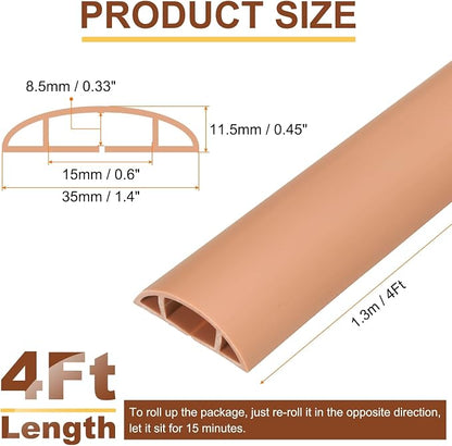 HARFINGTON 4ft Cord Cover Floor W0.6 x H0.33 Inner Channel PVC Hide Extension - Image 2