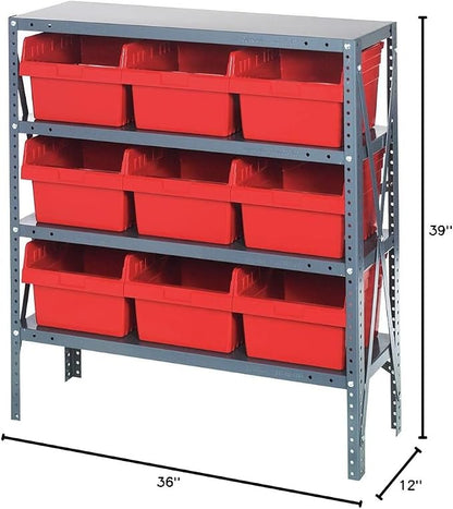 Quantum Storage Systems 1239-SB809RD Solid Heavy Duty 4 Shelves 9 Store-MAX Red - Image 2
