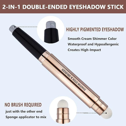 Silver Gray Eyeshadow Stick Makeup, Highlighter Matte Cream Eye Shadow Pencil - Image 3