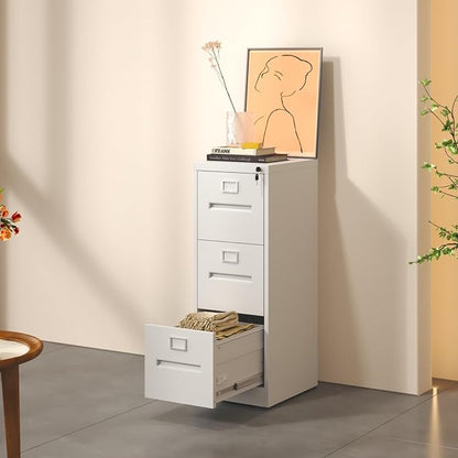 3 Drawer File Cabinet with Lock, Metal Vertical Filing Storage Cabinet - Image 6