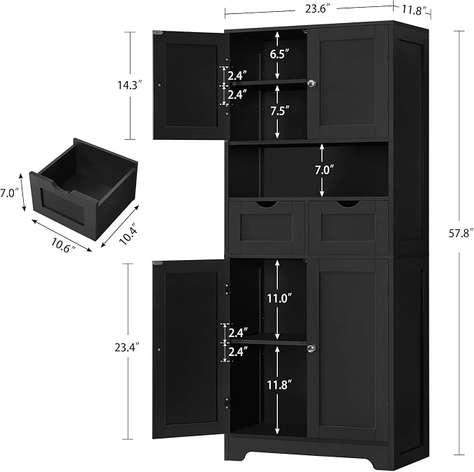Iwell 57.8" H Tall Storage Cabinet - Image 3
