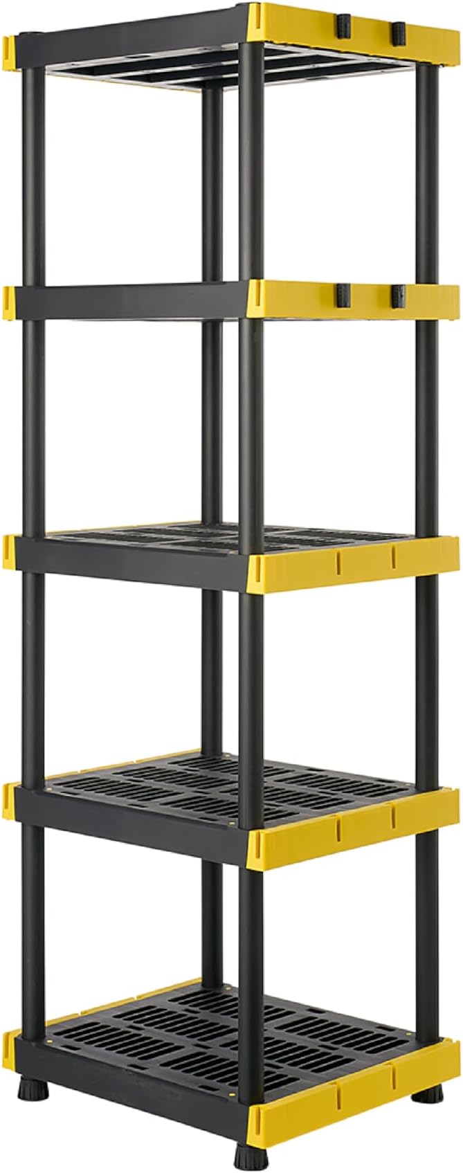 BLACK & YELLOW, 5-Tier Heavy Duty Plastic Storage Shelving Unit, 100lbs/shelf by BLACKYELLOW