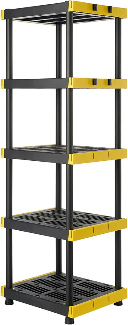 BLACK & YELLOW, 5-Tier Heavy Duty Plastic Storage Shelving Unit, 100lbs/shelf by BLACKYELLOW