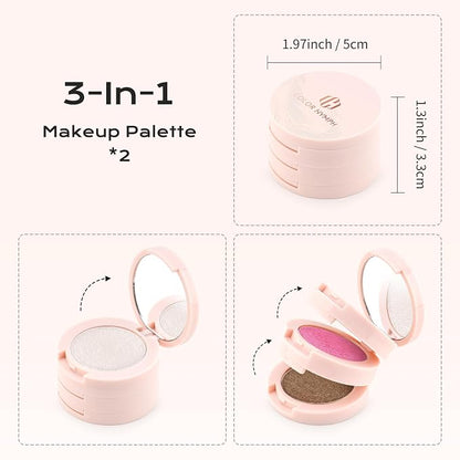 Color Nymph 3-IN-1 Face Palette, Ultra-Smoothy Creamy Blush Highlighter Bronzer - Image 2