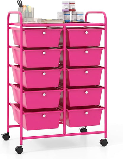 Giantex 10 Drawers Rolling Cart, Classroom Organizers, Storage Cart by Giantex