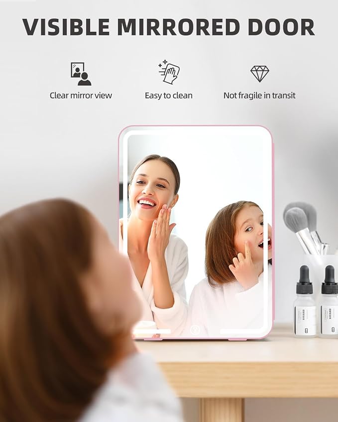 12L Skincare Fridge with Mirror & LED Lighting, 3-Mode Dimmable, Cooler & Warmer - Image 6
