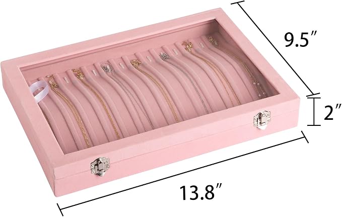 Frebeauty 15 Hooks Necklace Tray Velvet Neckalce Organizer - Image 2