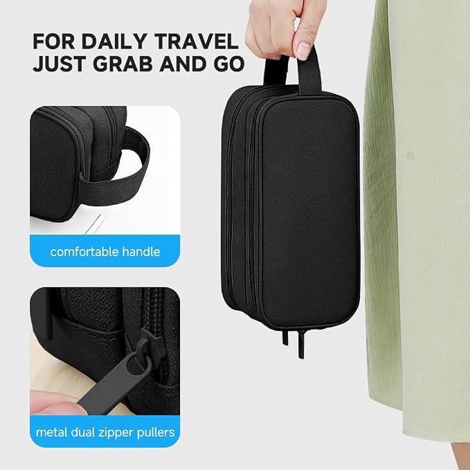 Teskyer Double Layer Cable Organizer Bag, Travel Tech Pouch, Water Resistant - Image 6