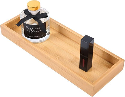 Natural Bamboo Rectangular Vanity Tray, 11.8 x 4.6 x 1.2 inches, Eco-friendly by Unknown