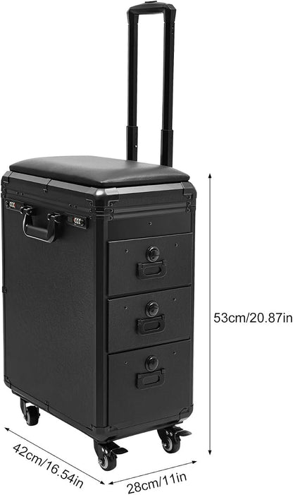 Rolling Makeup Case, 3 Drawers Tattoo Travel Case Makeup Case - Image 2