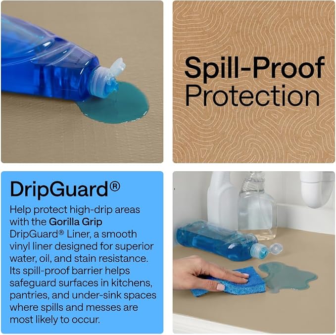 GORILLA GRIP DripGuard Shelf Liner, Non-Adhesive Drawer and Kitchen Cabinet - Image 3