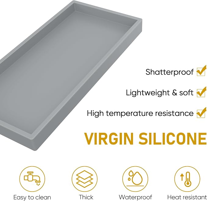 Bathroom Counter Tray, EG-SIPRO High-Grade Thickened Silicone Bathroom Vanity - Image 3