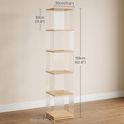 YATINEY 5-Tier Rotating Bookshelf, 360 Spinning Corner Bookcase Tower, - Image 3