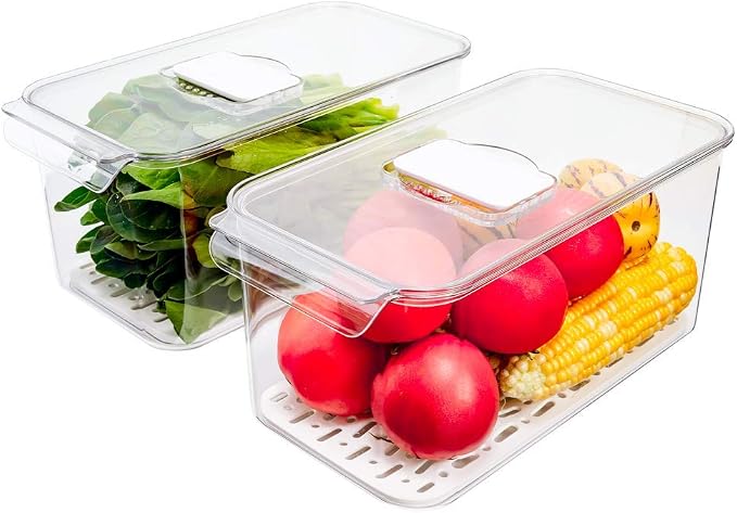Slideep Refrigerator Food Storage Containers, Lettuce Keeper Large Produce - Image 2