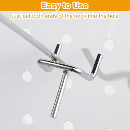 Funrous 100 Pack Peg Board Hooks Stainless Steel Pegboard Hooks Shelving - Image 3