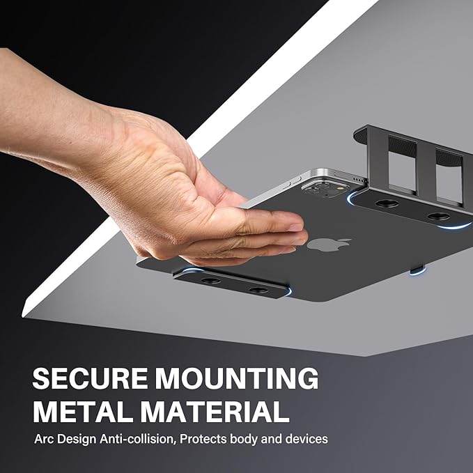 BYMECOST Under Desk Laptop Mount, Metal Under Desk Storage Holder, - Image 6