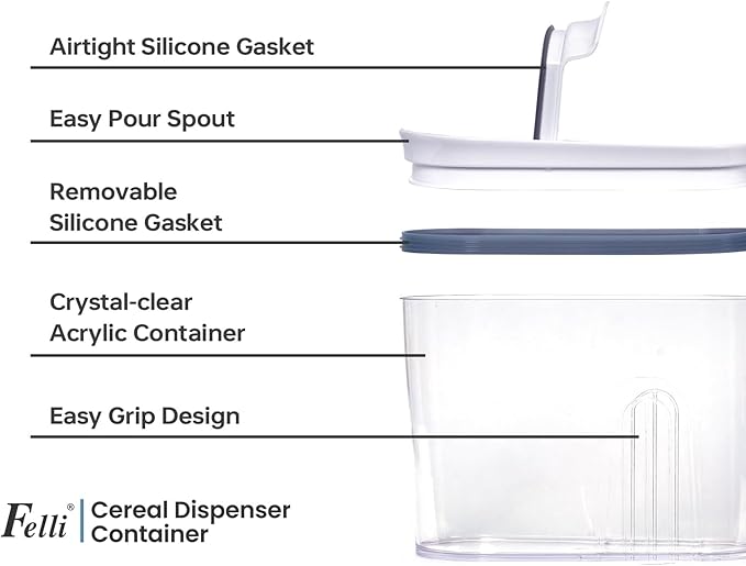 Felli Cereal Container Storage Airtight Holds 32 oz Family Size Breakfast Box - Image 6