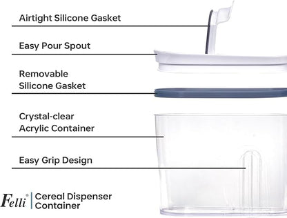 Felli Cereal Container Storage Airtight Holds 32 oz Family Size Breakfast Box - Image 6