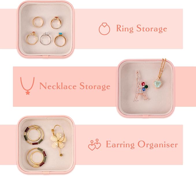 SANQIANWAN Set of 3 Small Stackable Jewelry Organizer Trays Mini Jewelry Drawer - Image 3