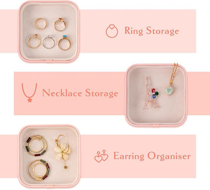 SANQIANWAN Set of 3 Small Stackable Jewelry Organizer Trays Mini Jewelry Drawer - Image 3