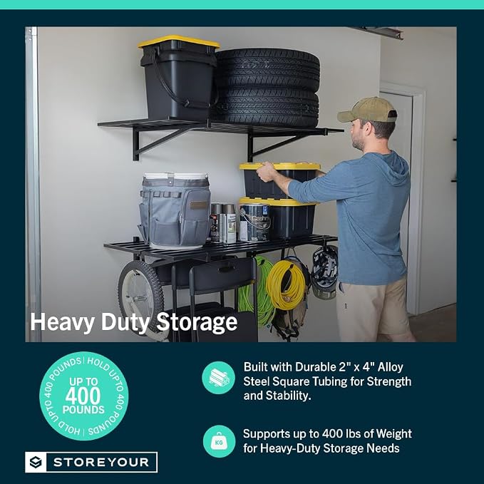 StoreYourBoard Heavy Duty Garage Shelf Wall Mount 2ft x 4ft – Wall-Mounted - Image 4