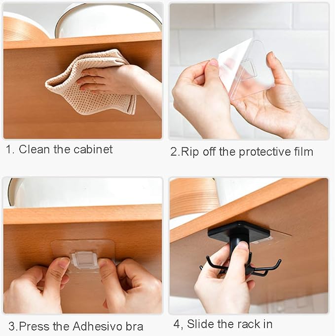 2PCS Under Cabinet Hooks, 360 °Rotation Kitchen Hooks - Image 6