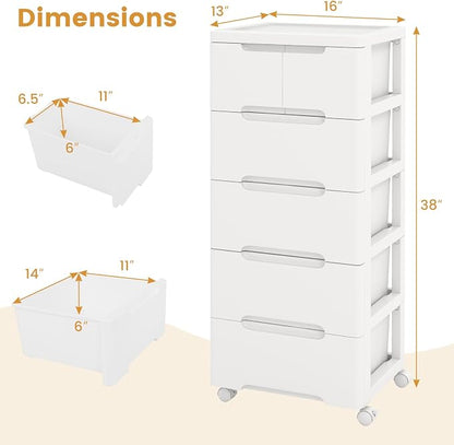 LOKO 6-Drawer Plastic Rolling Storage Cart | Mobile Storage Cabinet | Vertical - Image 3