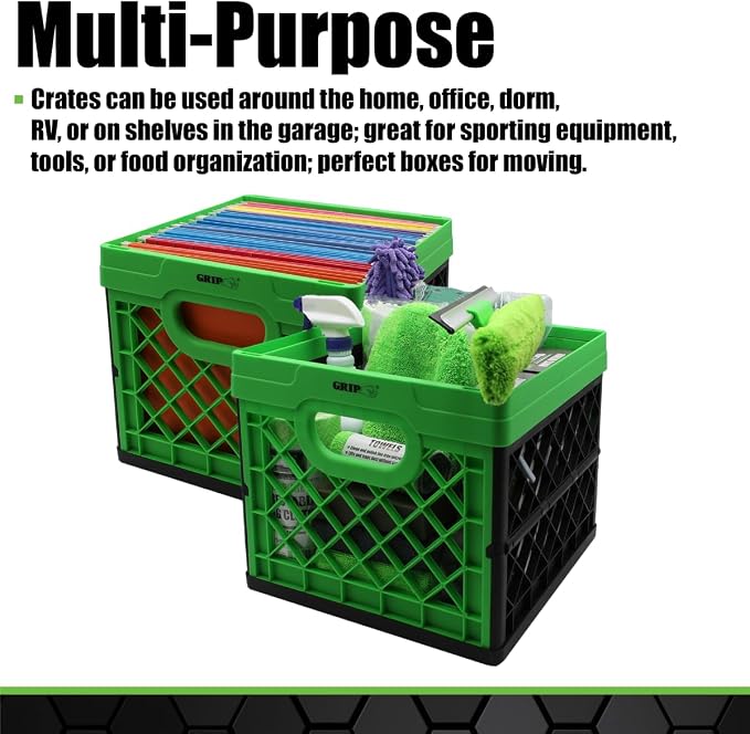 Grip Folding Stackable Storage Bin, 6 Gallon - Image 2