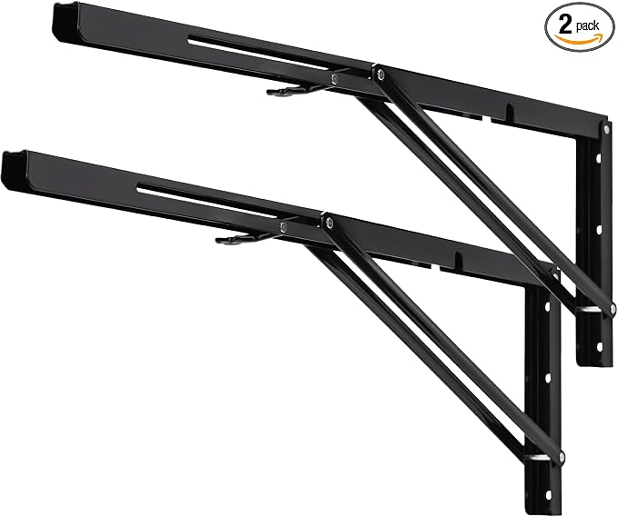 YUMORE Folding Shelf Brackets, 24 Inch Heavy Duty L Bracket, Max Load: 330lb by YUMORE