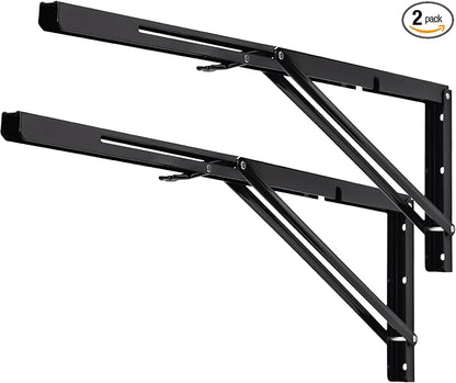 YUMORE Folding Shelf Brackets, 24 Inch Heavy Duty L Bracket, Max Load: 330lb by YUMORE