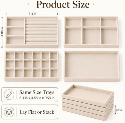 4 Pack Stackable Jewelry Organizer Tray Set - Image 4