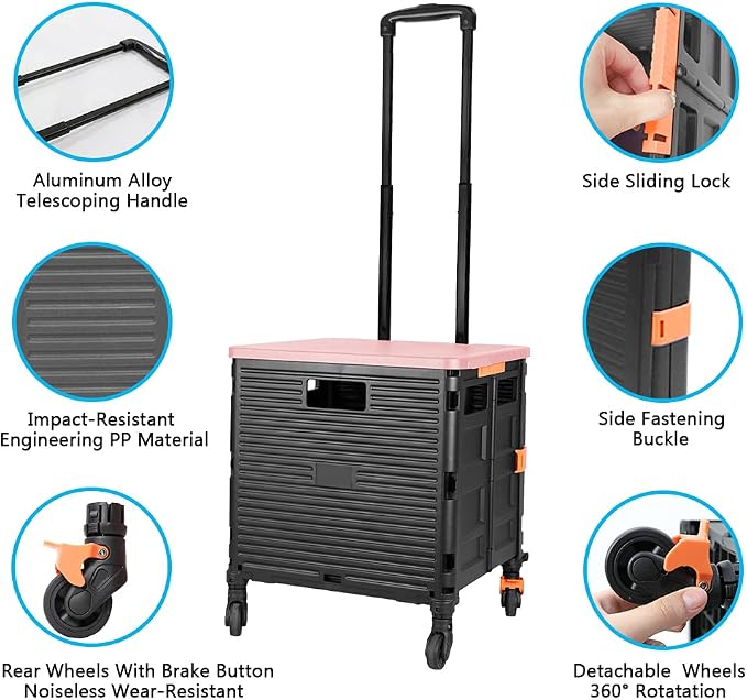 Quick Utility Cart Folding Portable Rolling Crate Handcart - Image 4
