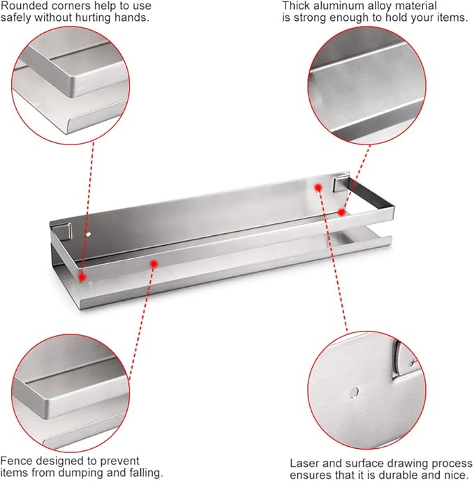 OwnMy Bathroom Shower Shelf Stainless Steel Bath Kitchen Basket Shower Caddy - Image 5