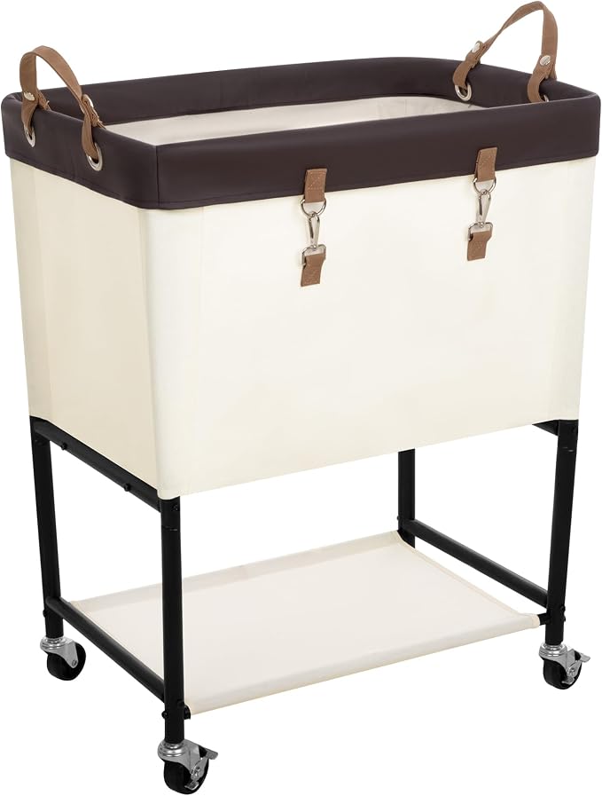 StorageWorks Laundry Cart, 2 Tier Rolling Basket by StorageWorks