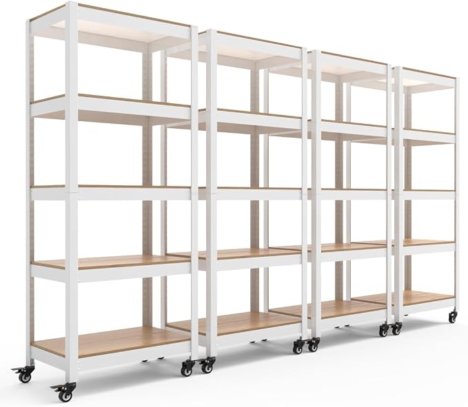 HOMEDANT House White 5-Tier Metal Rolling Cart Shelf Rack Casters Heavy Duty by TheBestOrganizingSolution