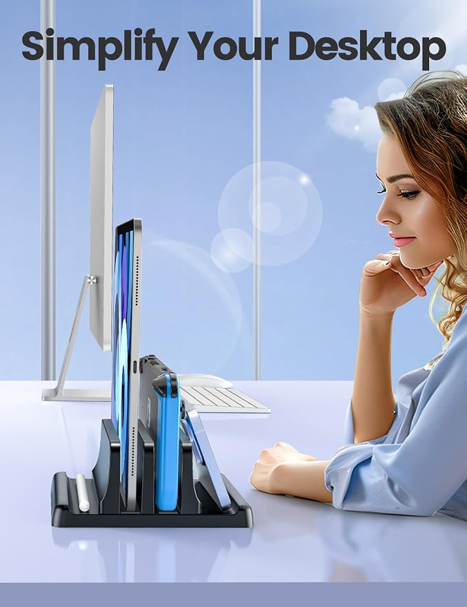 Vaydeer Vertical Laptop Stand for Desk, Dual Slots Plastic Laptop Holder - Image 7