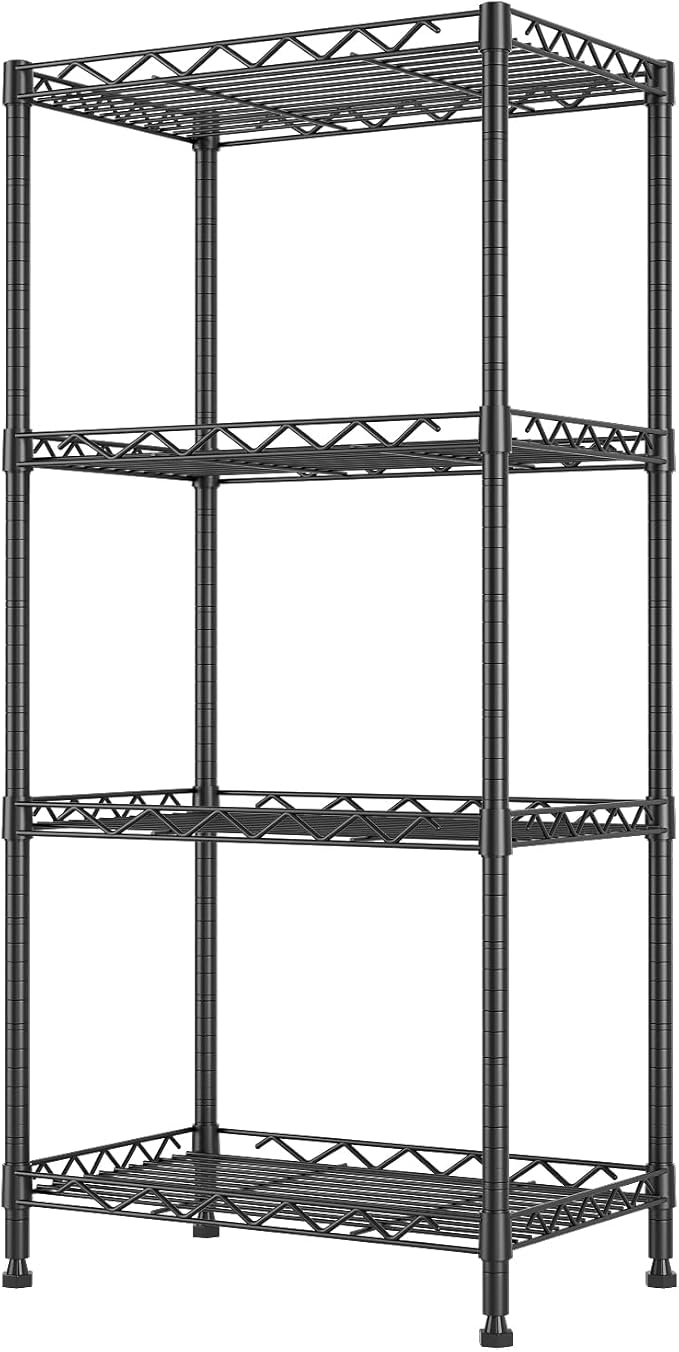 4-Tier Wire Shelf Metal Rack, Narrow Wire Shelving Unit, Small Wire Shelf | by Vanzbon