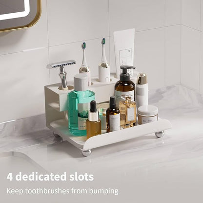 Quick Dry Electric Toothbrush Holder 4 Slots Metal Bathroom Counter Organizer - Image 3