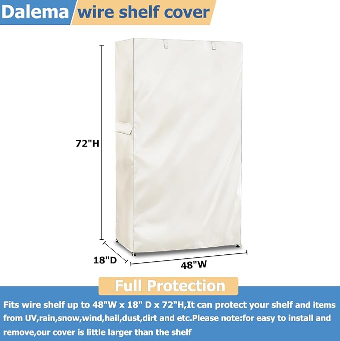 Storage Shelf Cover, Outdoor Heavy Duty 600D 48''W x 18''D x 72''H Dustproof - Image 3